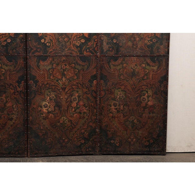 Mid 20th Century Italian Leather Room Divider, 9.5' X 7' Tall For Sale In Atlanta - Image 6 of 13