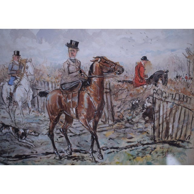 Traditional 1st Whip: "Barbara! Garraway on Ye Ould Devil!" Fox Hunt Scene Watercolour by George Finch Mason For Sale - Image 3 of 7