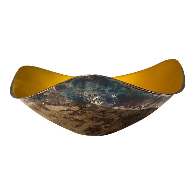 1960s Sculptural Yellow Dish Reed & Barton by John Prip For Sale