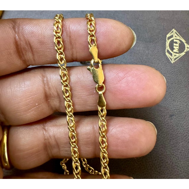 Vintage 18 Karat Yellow Gold 7.4 Gm, Link Chain, 3.22 mm Necklace, 18.5" Long For Sale - Image 12 of 18