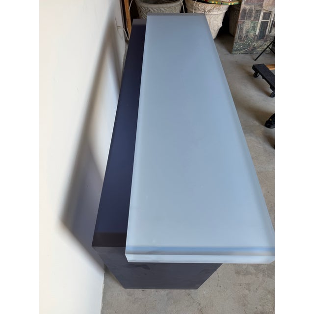 1980’s Postmodern Italian- Design Thick Lucite Console Table For Sale - Image 10 of 12