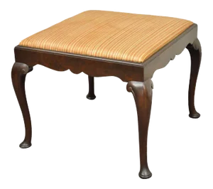 Antique Schmieg & Kotzian Mahogany Wood Queen Anne Square Stool Bench Ottoman