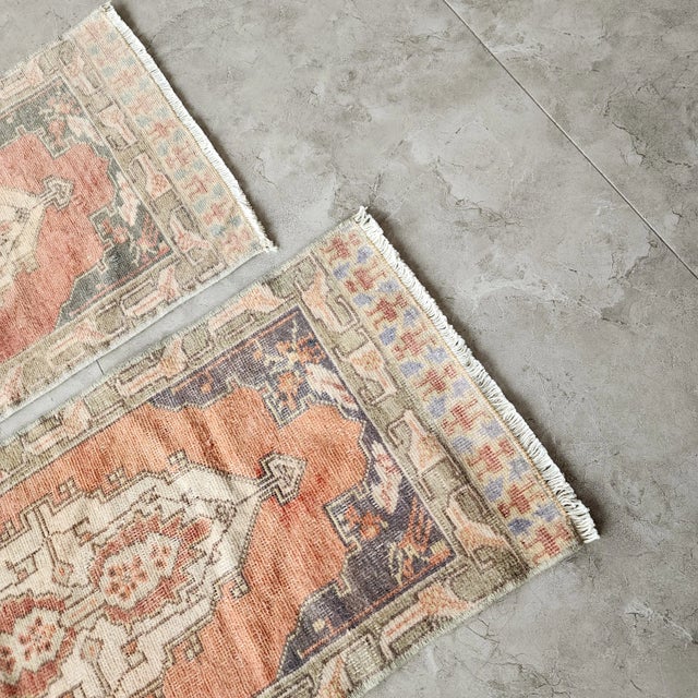 Textile 1960s Turkish Oriental Matching Runner in Muted Colors - a Pair For Sale - Image 7 of 10