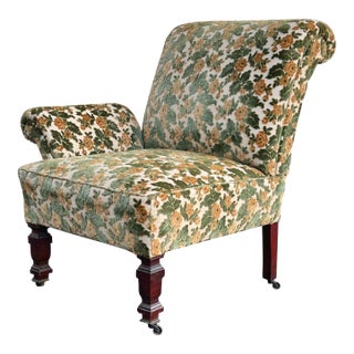 Vintage English One Arm Slipper Chair For Sale