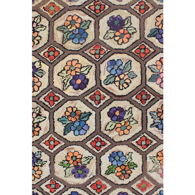 Outstanding Antique American Hooked Rug With All-Over Floral Design 2'8"x4'1" For Sale - Image 4 of 8