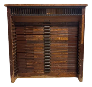 Antique Hamilton Printer’s Flat File Cabinet With 17 Drawers
