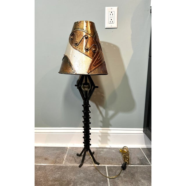 Postmodern Leeazanne Metallic black spiked Table Lamp with artisan Shade