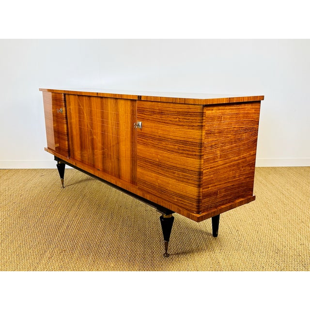 Black Vintage Modernist Walnut Sideboard by André Arbus, 1950s For Sale - Image 8 of 11