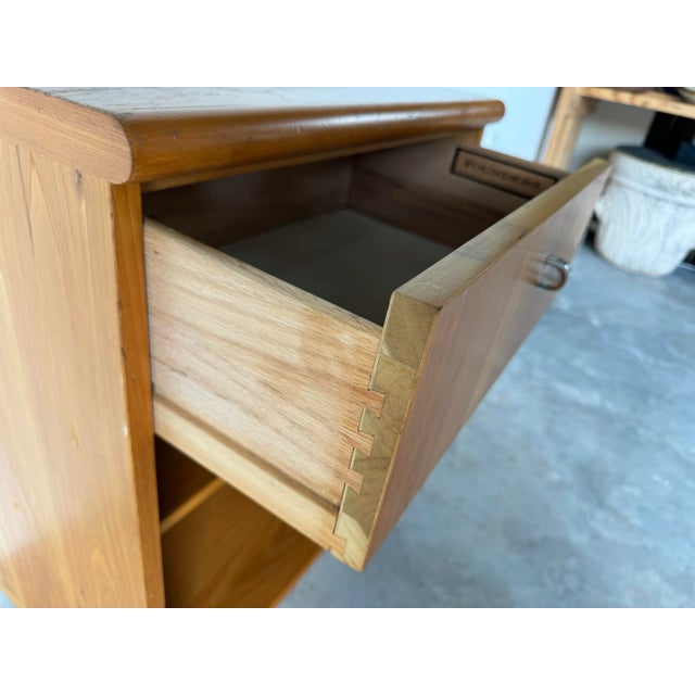 1970's Mid-Century Modern Blonde Pecan Night Stand End Side Table For Sale - Image 11 of 12