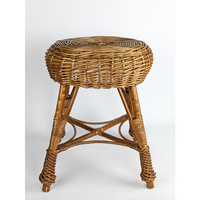 Dimensions: Ø35 x D43 cm Woven wicker stool with attractive leg design - Another item is available separately on the website
