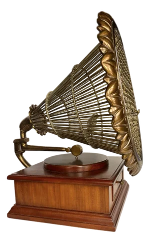 Vintage Maitland Smith Brass & Wood Gramophone Birdcage Decorative Box