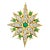 Syna Yellow Gold Taara Pin with Diamonds and Emeralds For Sale