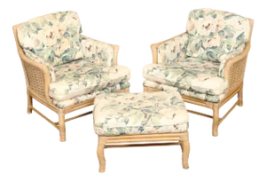 Lane Venture Vintage Armchairs With Ottoman