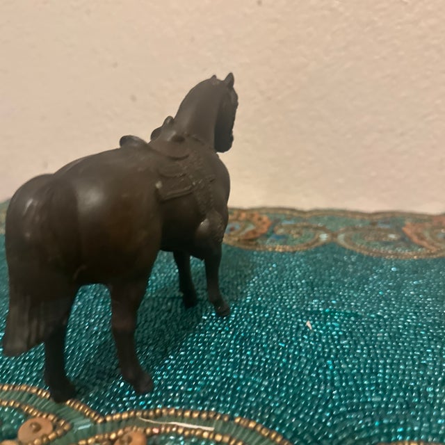 Brown Mid-Century Western Cast Metal Saddled Carnival Horse Figurine For Sale - Image 8 of 10