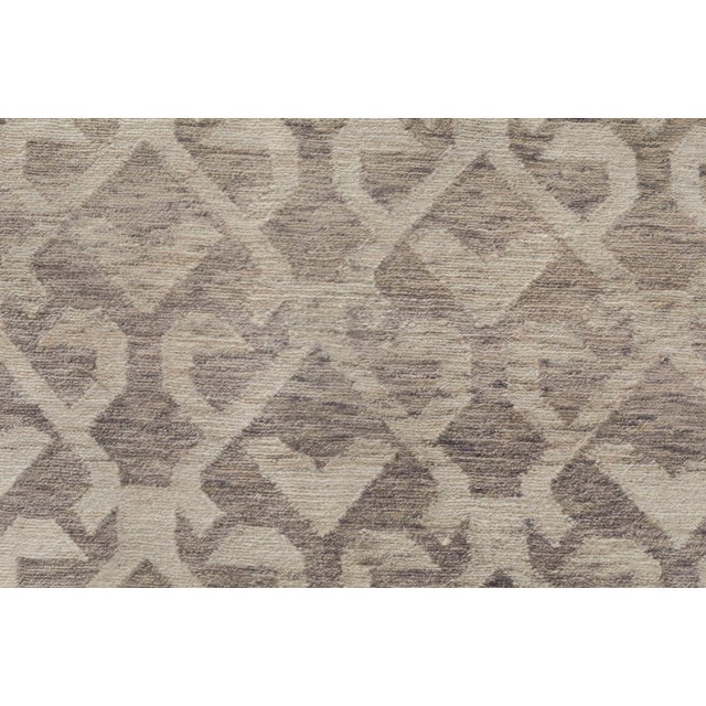 Modern Wool Runner with Geometric Lattice Design by Doris Leslie Blau. Size: 3'6" x 8'6" (106 x 259 cm). A testament to...