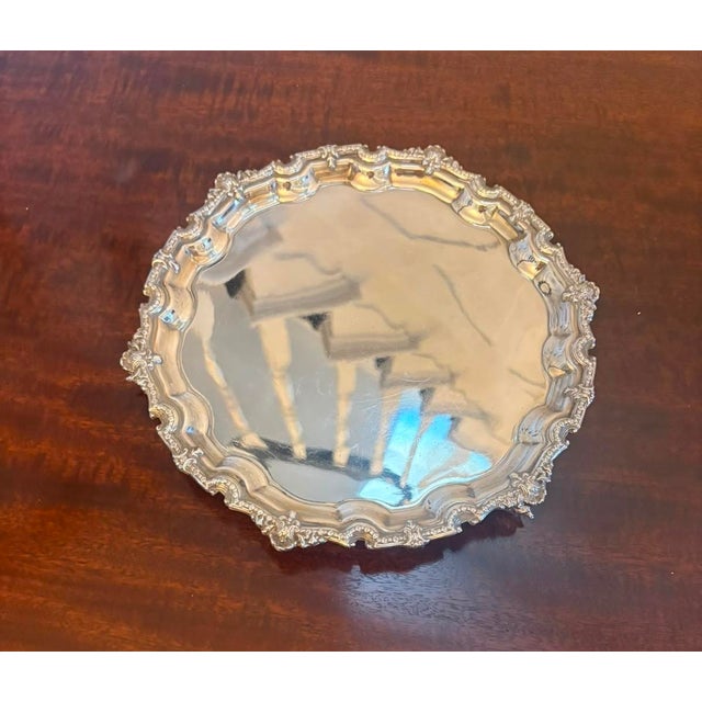 Antique Edwardian Silver-Plated Salver Tray, 1905 For Sale - Image 9 of 9