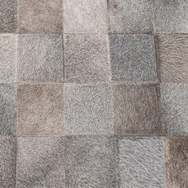 Farmhouse Farmhouse Modern Grey Hide Patchwork Bench For Sale - Image 3 of 6