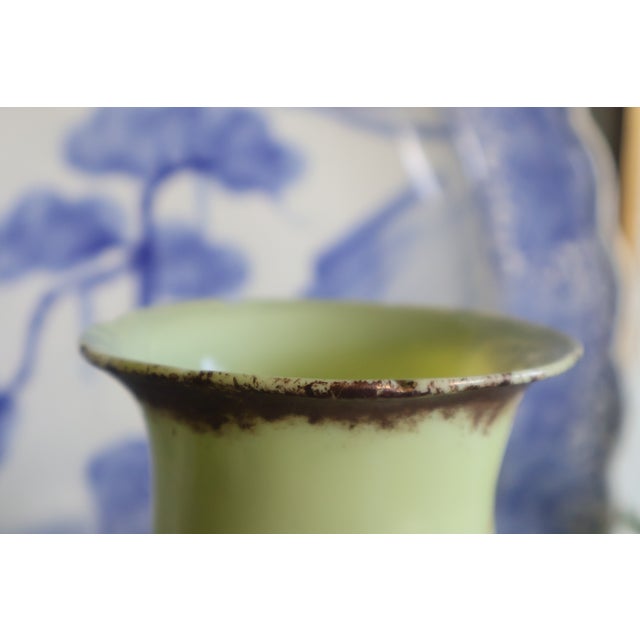 Late 19th-Century Victorian Bristol-Style Green Opaline Scenic Glass Vase For Sale - Image 17 of 18