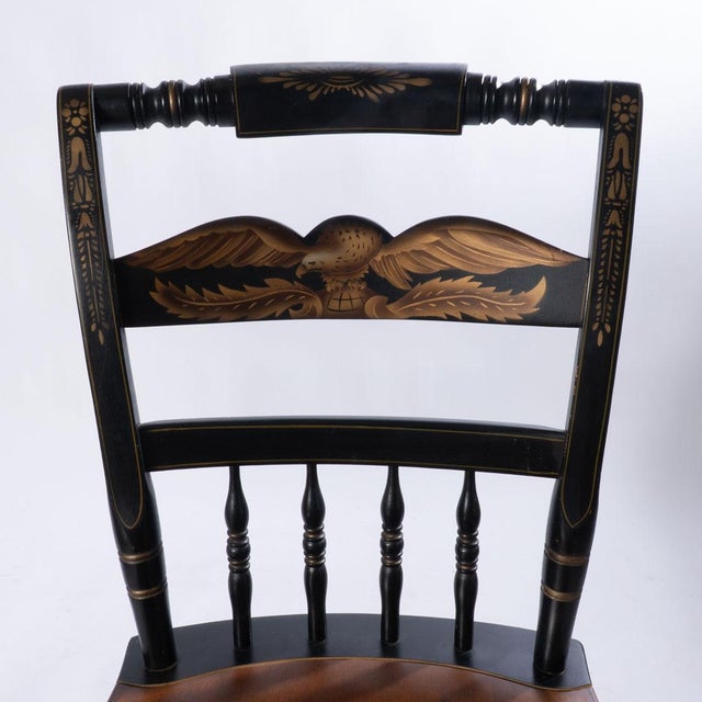 Wood Pair of Signed Vintage Hitchcock Chairs With Eagle Decoration For Sale - Image 7 of 16