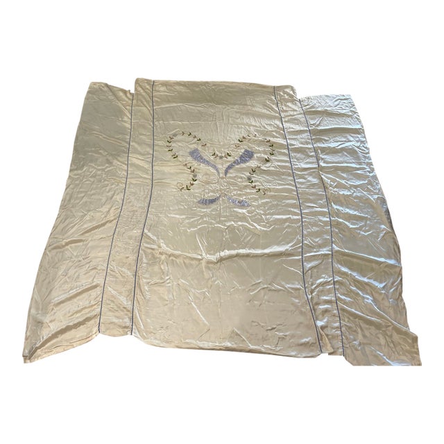 Vintage 1950- Hollywood 3-Piece Ivory Satin Full Size Bedspread Set For Sale