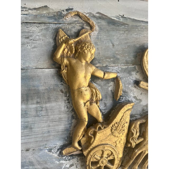 Late 19th Century French Gilt Wood Trumeau Mirror Blue & Gold - 19th C For Sale - Image 5 of 8