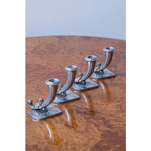 Pewter Candleholders from GAB, 1951, Set of 2 For Sale - Image 9 of 11