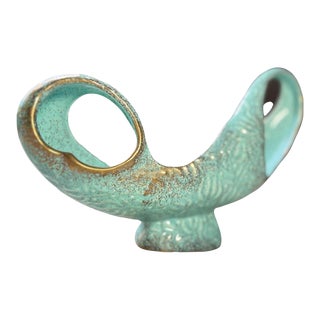 Art Speckle Pottery, 1950’s, Mid-Century Modern California Art W. Glazed Turquoise, Gold Speckles For Sale