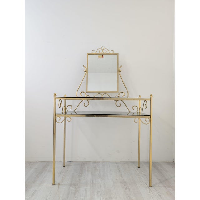 Gold Hollywood Regency Brass Dressing Table, 1970s For Sale - Image 8 of 17