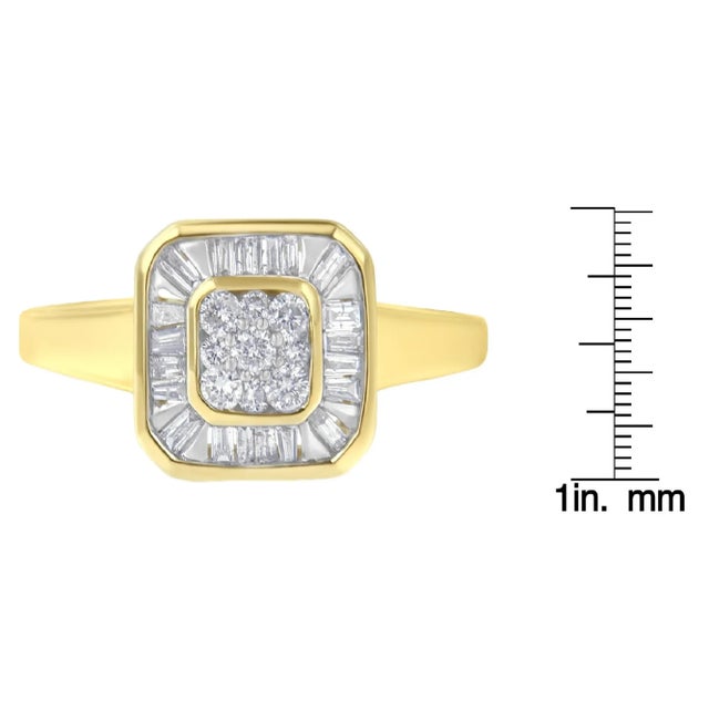10K Yellow Gold Diamond Cocktail Ring (1/2 Cttw, I-J Color, SI2-I1 Clarity) - Size 6-1/2 For Sale In New York - Image 6 of 6