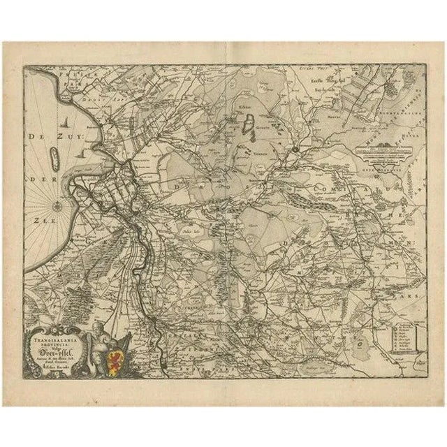 Antique Map of Overijssel by Visscher, 1652 For Sale - Image 5 of 5