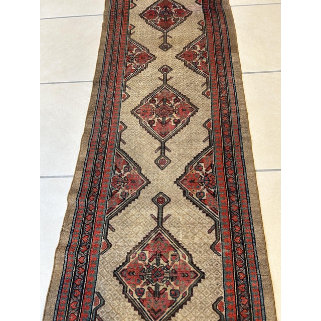 Camel Early 20th Century Antique Sarab Runner Rug - 2′10″ × 15′8″ For Sale - Image 8 of 11
