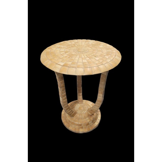 Vintage Maitland Smith Tesselated Tile Encrusted Round Side Occasional Table For Sale - Image 9 of 12