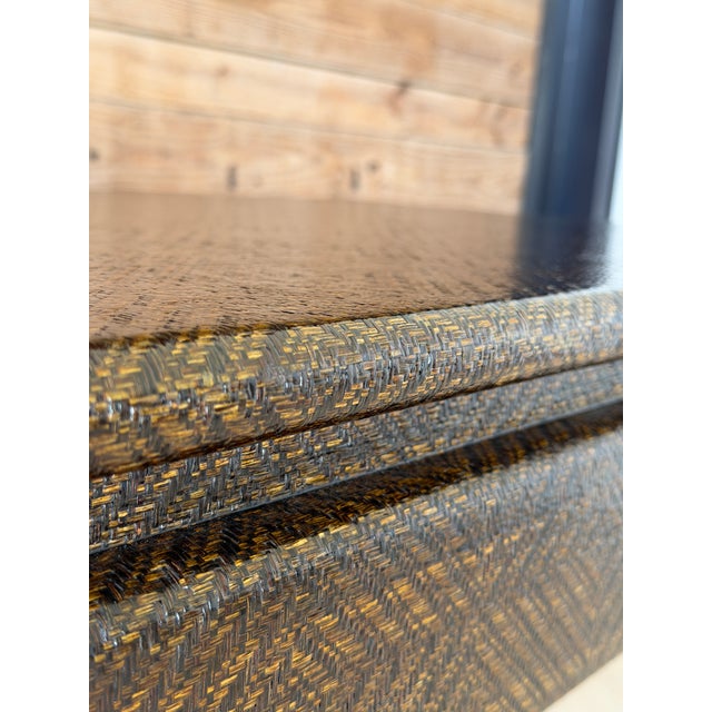 1980s Harrison Van Horn Vintage Lacquered Raffia Ming Style Console Table For Sale - Image 5 of 12