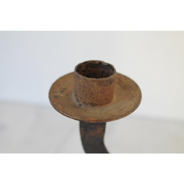 Black Vintage Brutalist Mid-Century Wrought Iron Candelabra For Sale - Image 8 of 10