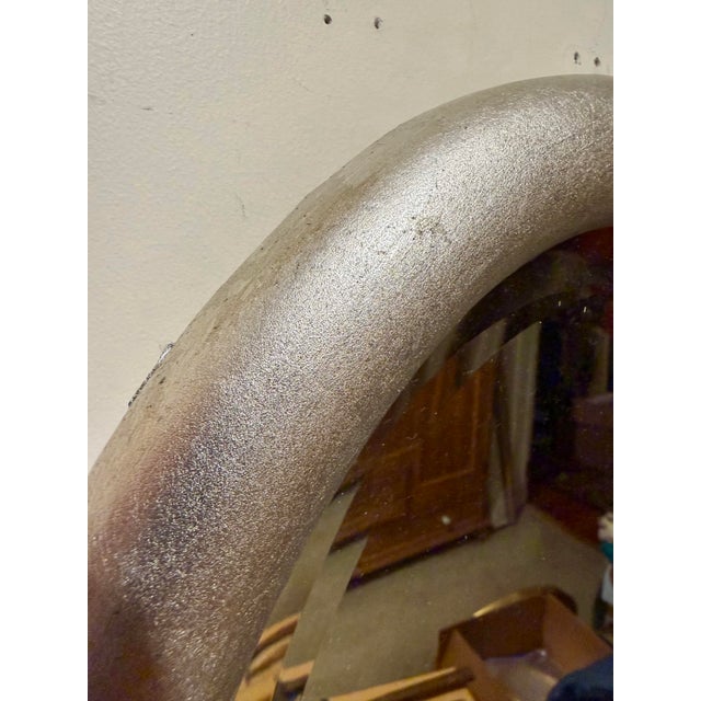 Antique Beveled Silver Leaf Oval Mirror For Sale - Image 11 of 11