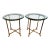 Vintage Italian Brass and Glass Round Side Tables - A Pair For Sale