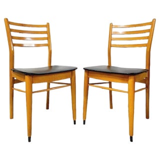 Set of Vintage Danish Dining Chairs in Black Skai For Sale