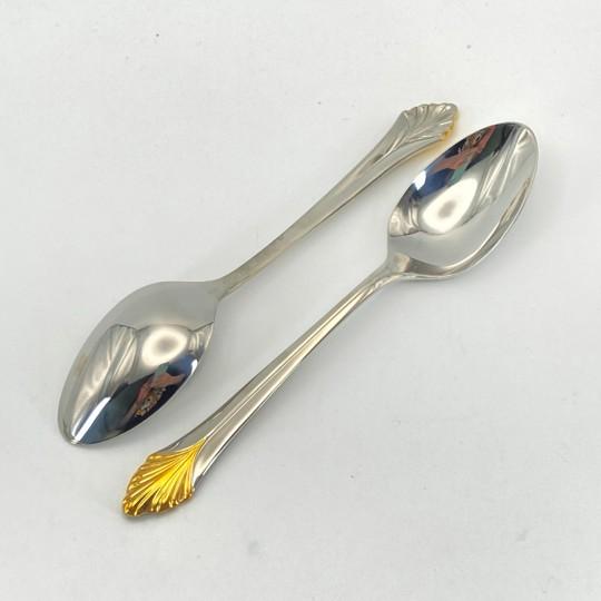 Yamazaki "Monique Gold" Gold Accent Stainless Flatware Set - 61 Pieces (Service for 12 With Storage Case) Vintage 1980's/1990's For Sale - Image 12 of 18
