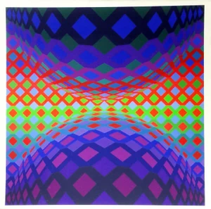 1980s Victor Vasarely, "Reech", Op Art Screenprint