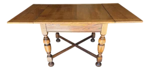 1930s Solid Oak Plank pDraw Leaf Table