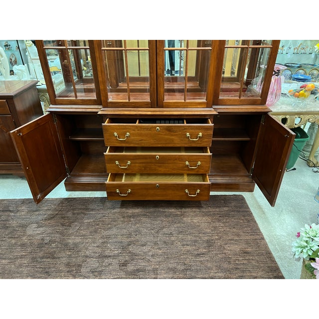 Reduced Knob Creek Mission Style Cherry 2 Piece China Hutch and Buffet For Sale - Image 9 of 13
