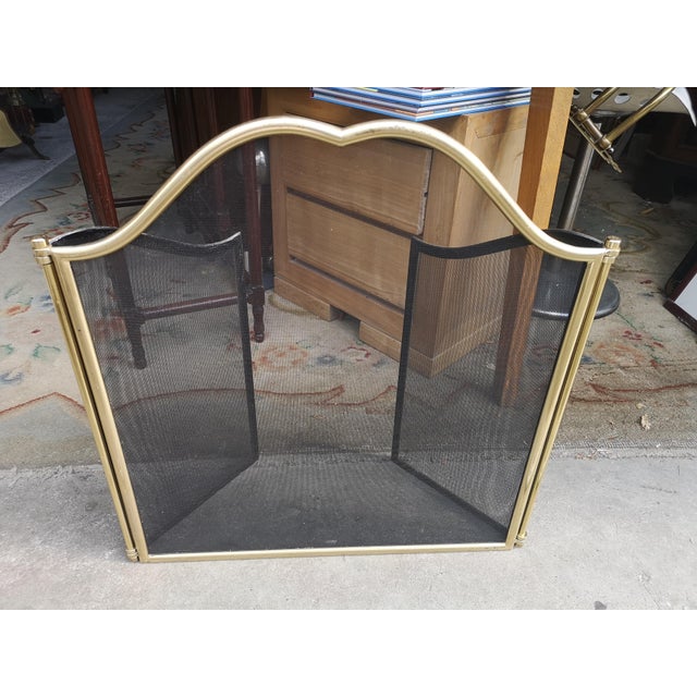 Art Deco Gold trifold fireplace screen Firescreen Fire guard Spark guard Parisian apartment Fireplace accessories...