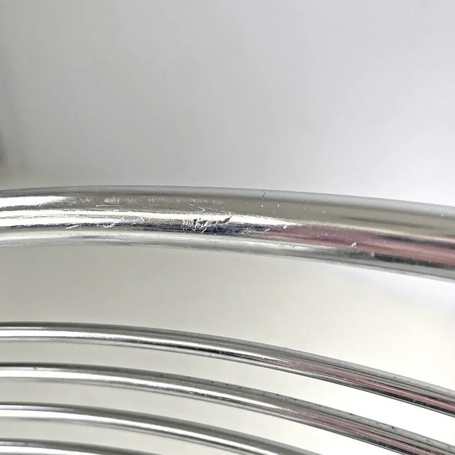 Postmodern Italian Chromed Metal Round Base Stool with Footrest For Sale - Image 9 of 18