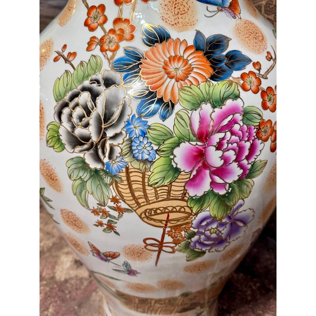 White Vintage Chinese Peacock Baluster Vase — Circa 1960 For Sale - Image 8 of 13