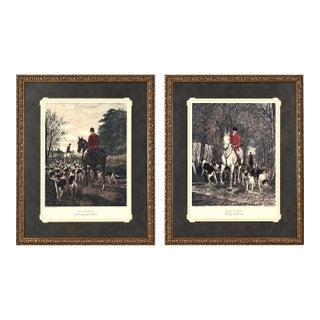 Set of Morning and Evening Framed Prints by e.a.s. Douglas Equestrian Hunting Artworks For Sale