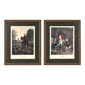 Set of Morning and Evening Framed Prints by e.a.s. Douglas Equestrian Hunting Artworks