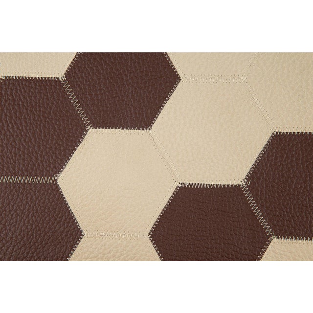 Cowhide Leather Patchwork Pillow - Handmade With Feather Down For Sale - Image 9 of 9