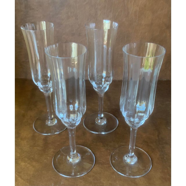 Baccarat 1980s Baccarat Capri Optic Champagne Flutes - Set of 4 For Sale - Image 4 of 5