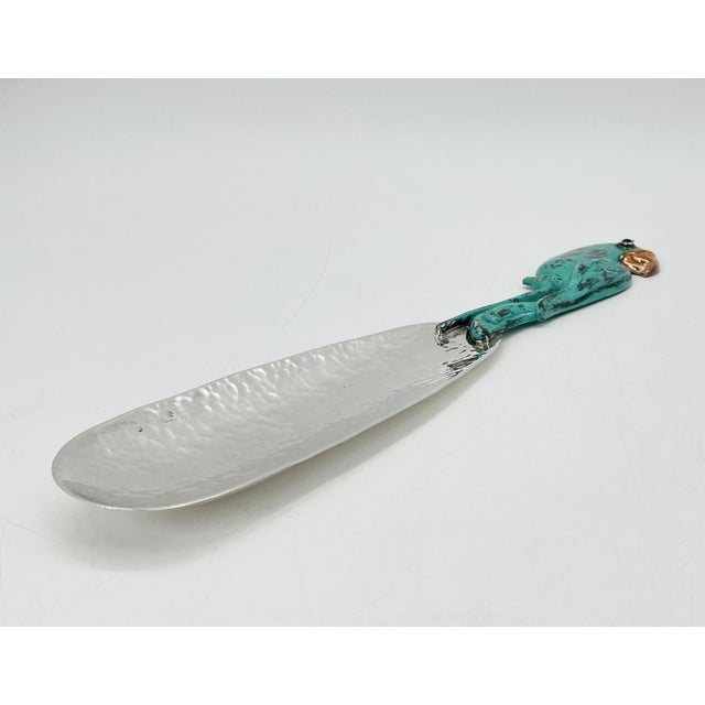 1980s Rare Emilia Castillo Taxco Parrot Silverplate & Verdigris Serving Utensils For Sale - Image 11 of 18