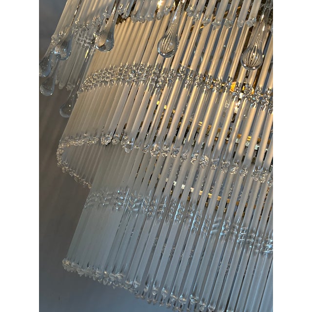 Vintage Opaline Teardrop Rod Chandelier, 1970s For Sale - Image 11 of 18